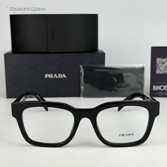NEW Prada PRA10V 16K101 Black Square Unisex Eyeglasses PR A10V - Picture 3 of 8